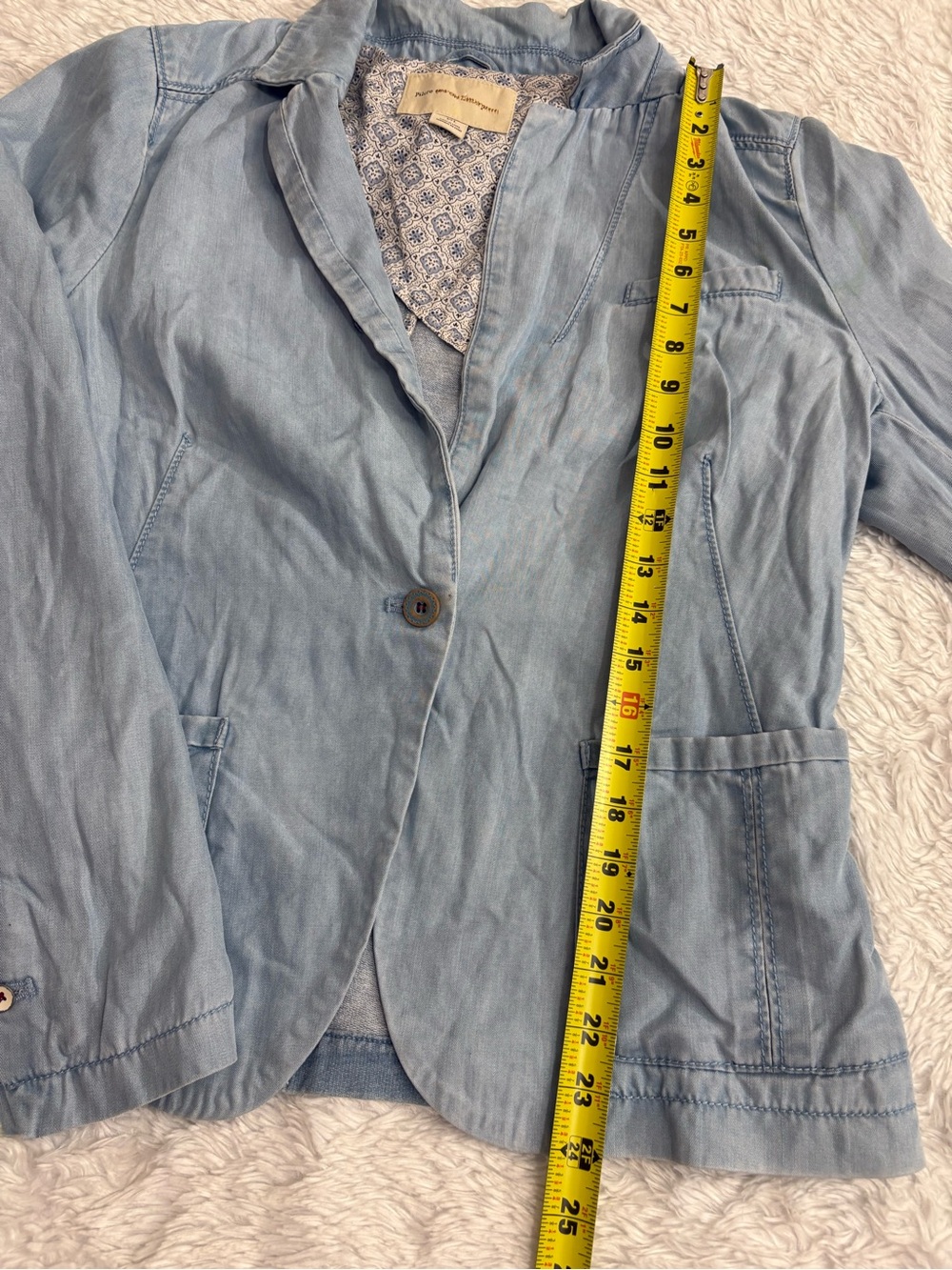 Pilcro Anthropologie Chambray Blazer Blue Jacket Boho Coastal
Chic Resort Sz L - Picture 6 of 13